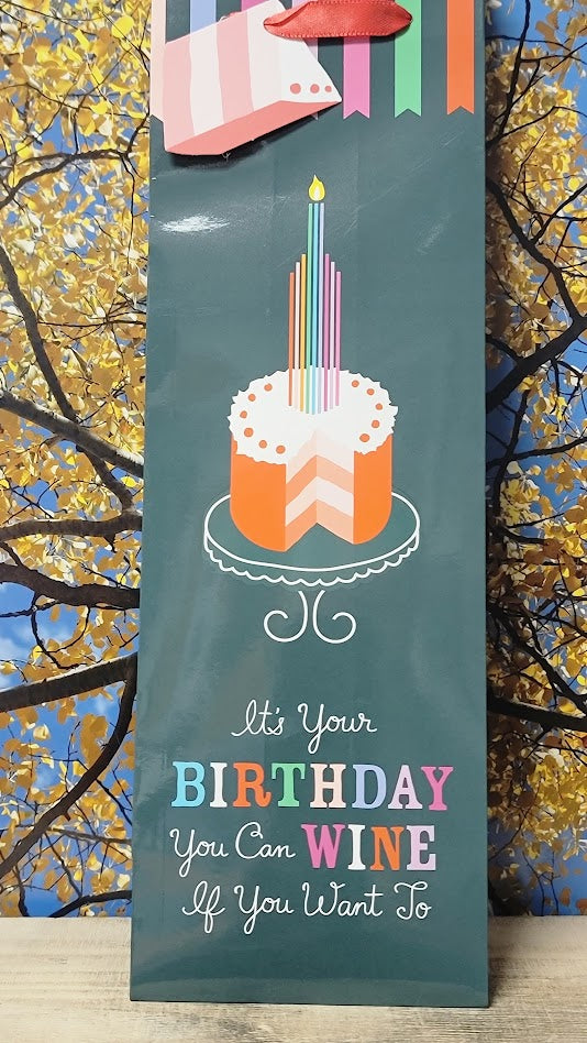 Wine bag - happy birthday cake wine