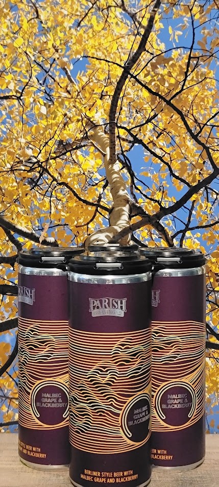 Parish brewing Malbec grapes and blackberry berliner style