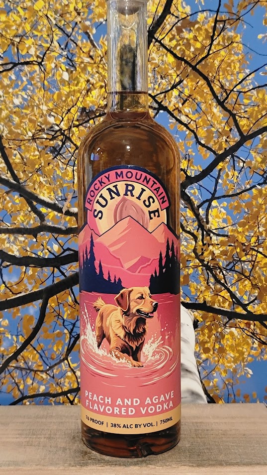 Pure distilling sunrise peach and agave vodka