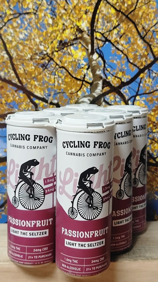Cycling frog passionfruit seltzer