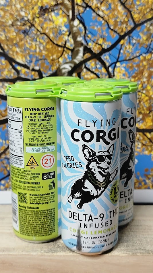 Flying corgi lemonade seltzer