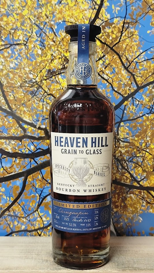 Heaven hill grain to glass boubon whiskey bottled in bond