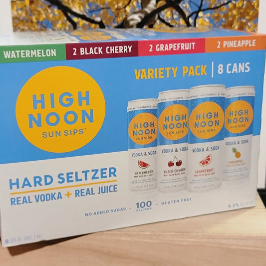 High noon sun sips hard seltzer